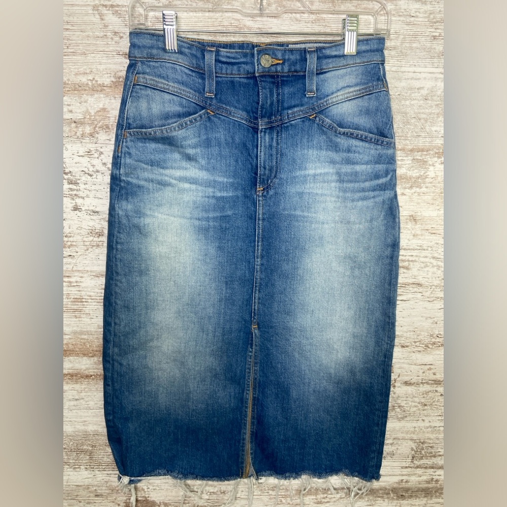 RARE! Ag Adriano Goldschmied The Kory X a line midi denim skirt EUC SZ 27 Fall!